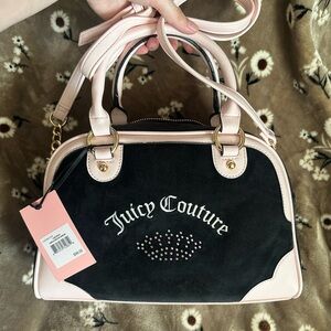 Juicy Couture Black and Pink Satchel with Elegant Logo